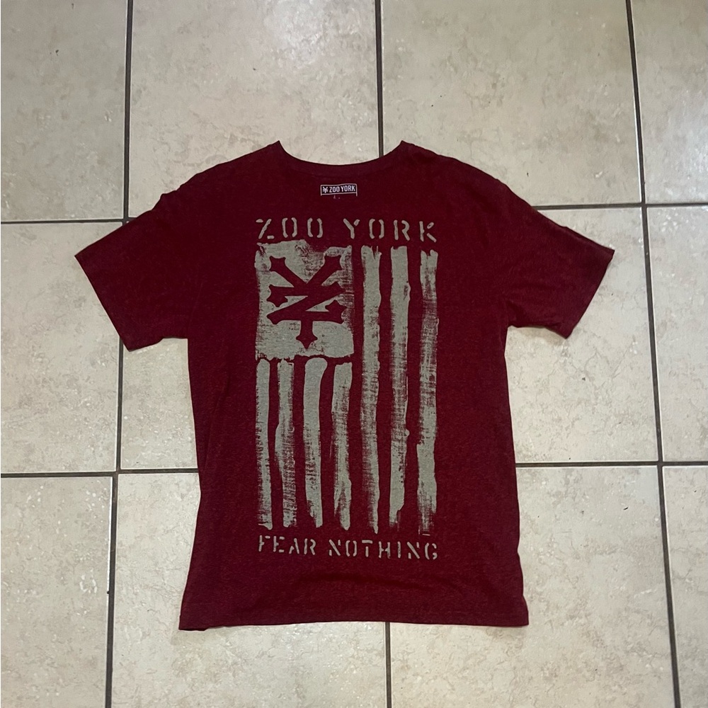 ZOO YORK Short Sleeve FEAR NOTHING  Graphic T-SHIRT Size L Skater Skate